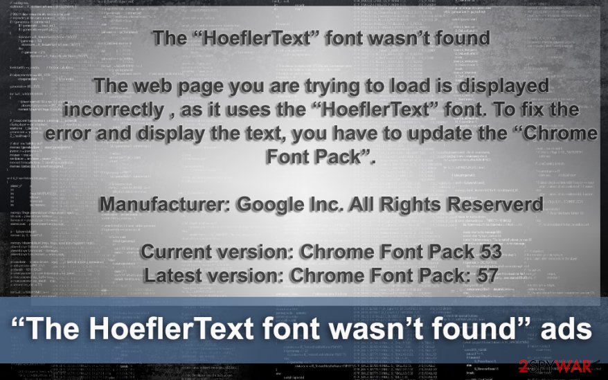 The example of “The HoeflerText font wasn’t found” ads