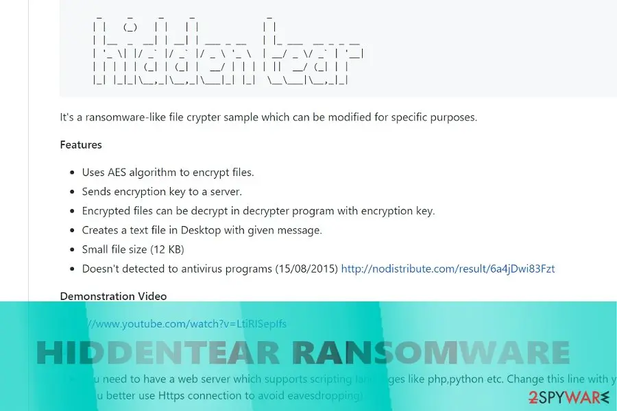 Screenshot of HiddenTear: screenshot