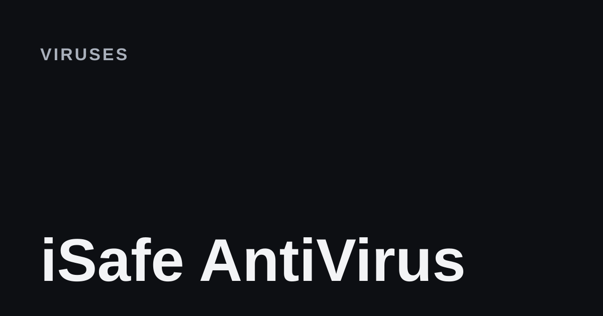 iSafe AntiVirus removal guide cover
