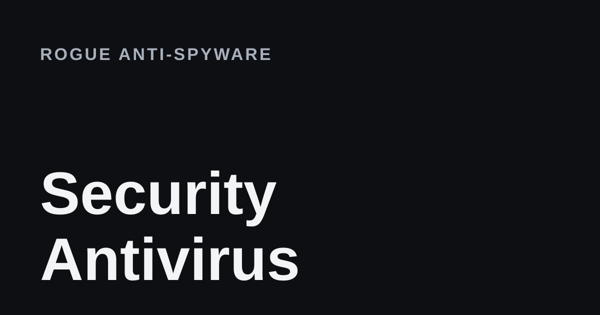 Security Antivirus removal guide cover