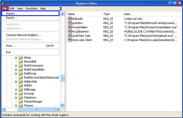 Manual removal of malicious registry entries