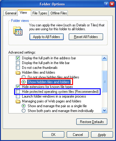 Manual removal of harmful files