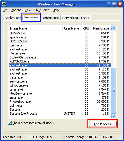 Manual removal of harmful files