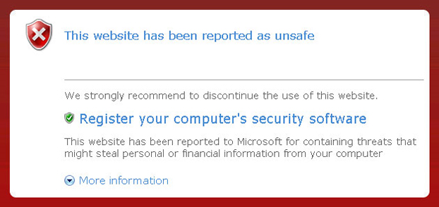 Personal Security - fake IE warning Personal Security - fake IE warning