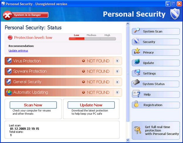 Personal Security graphical user interface Personal Security graphical user interface