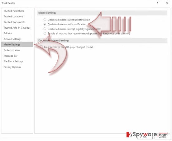 Disable Macros on Windows. Step 4