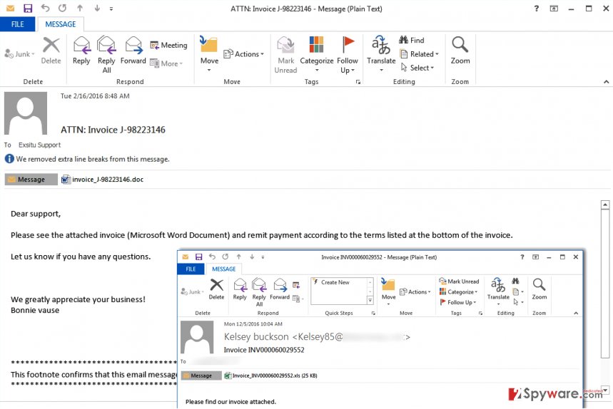 Malicious emails distributing Locky