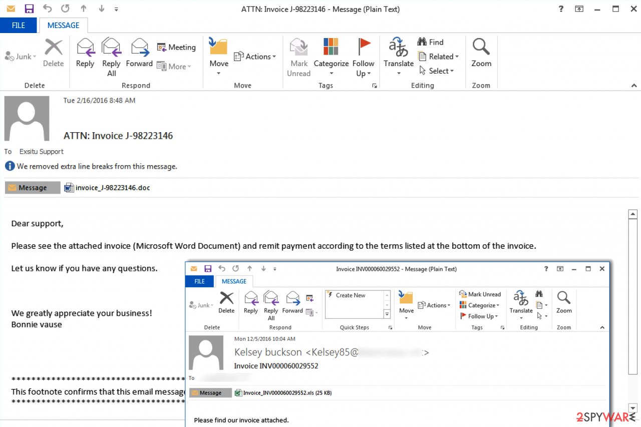 Malicious emails distributing Locky