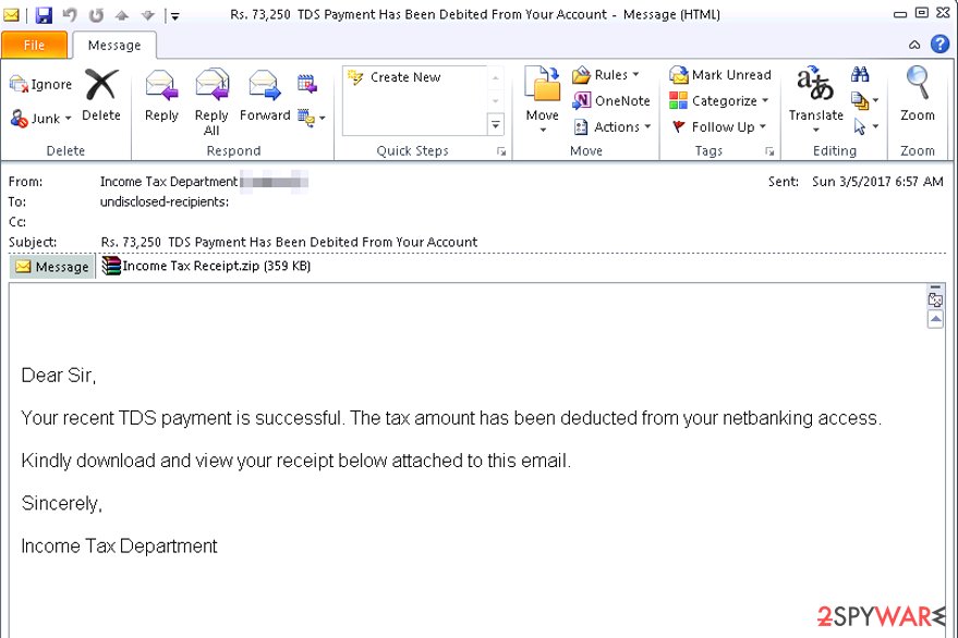 Income Tax Receipt virus