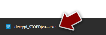 Click on decrypt_STOPDjvu.exe