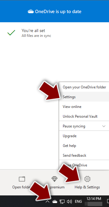Go to OneDrive settings