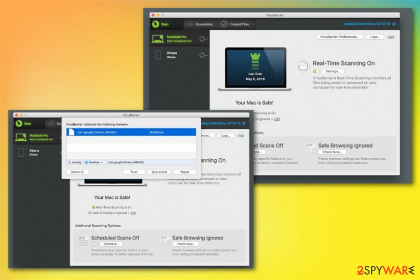 VirusBarrier functions VirusBarrier functions