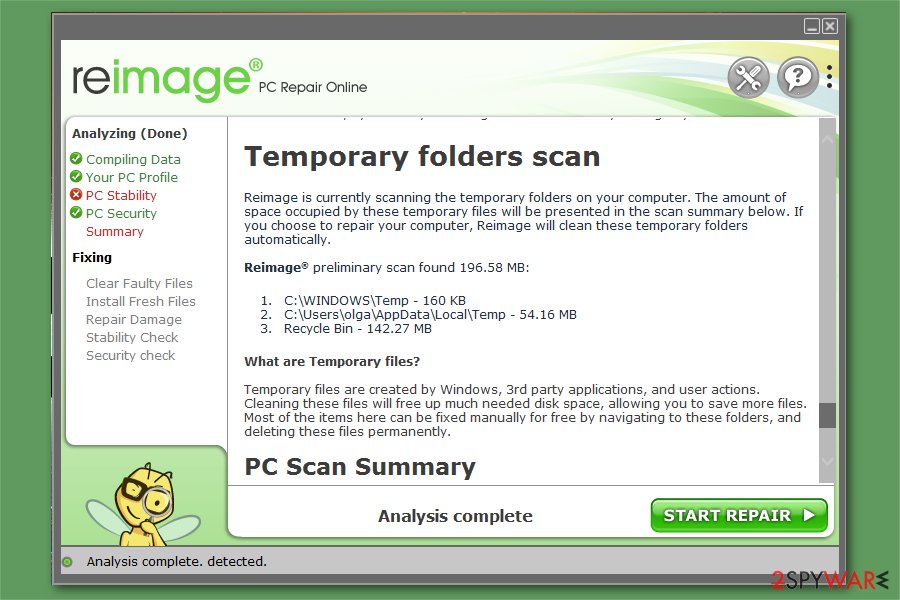 Reimage scan report