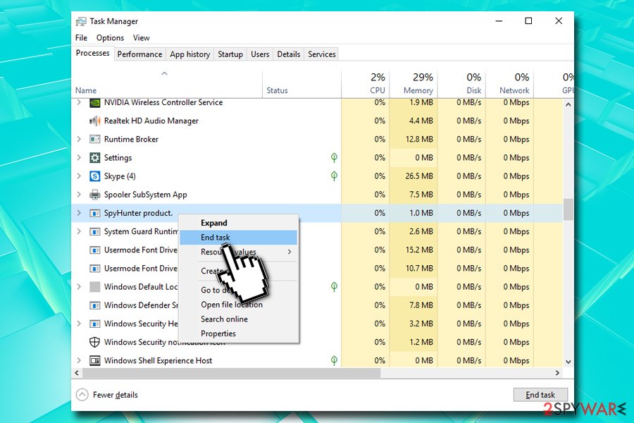 Remove SpyHunter from Task Manager