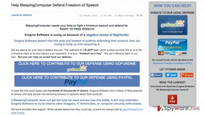 BleepingComputer is sued by Enigma Software for false claims