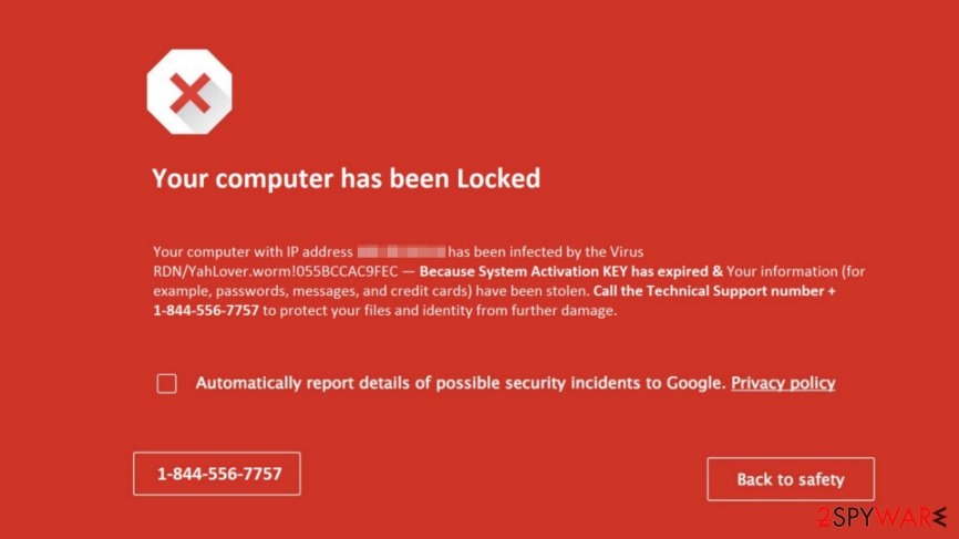 Image of Google Security Warning virus