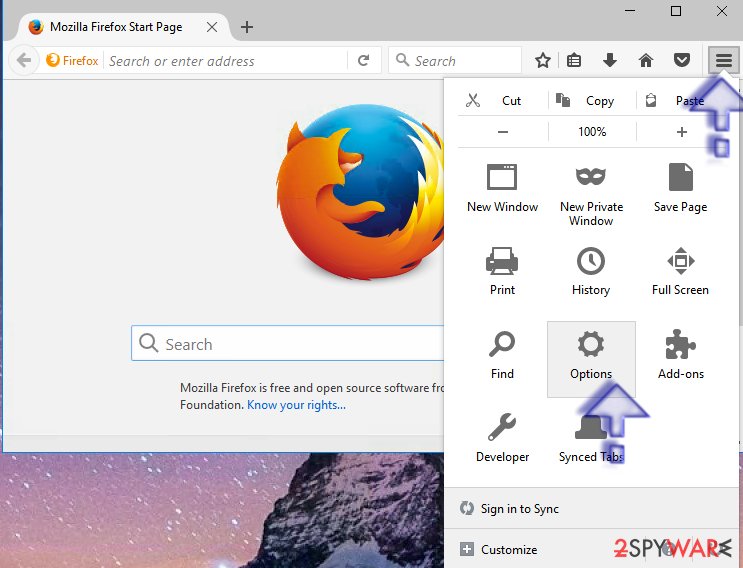 Open Firefox Options
