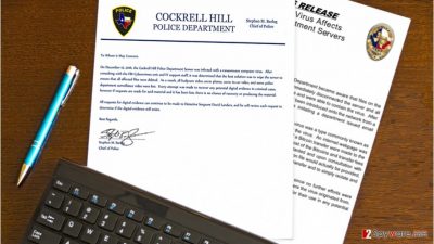 Image of the Osiris ransomware and Texan police