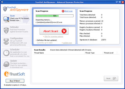 Trustsoft AntiSpyware snapshot Trustsoft AntiSpyware snapshot