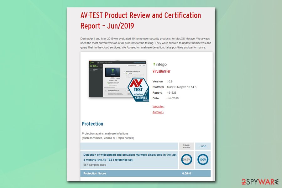 Intego AV-Test lab results