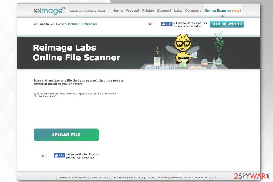 Reimage Plus offers free online file scanner