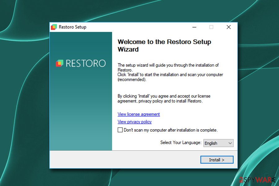 Restoro installation