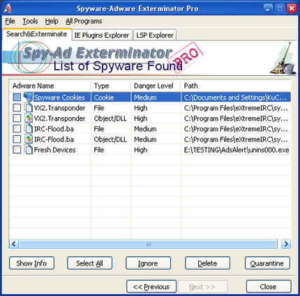 Spy Ad Exterminator Pro snapshot Spy Ad Exterminator Pro snapshot