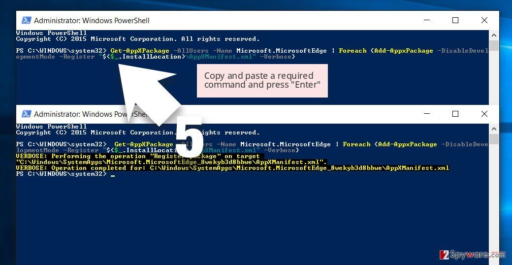 Copy and paste a required command and press 'Enter' Copy and paste a required command and press 'Enter'