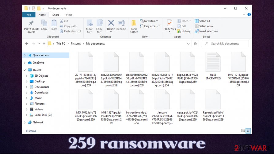 259 ransomware encrypted files