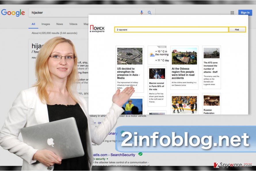 Image illustrating 2infoblog.net browser hijacker