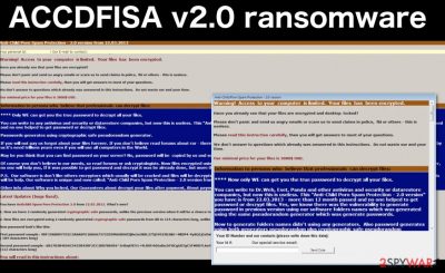 An illustration of the ACCDFISA v2.0 ransomware virus