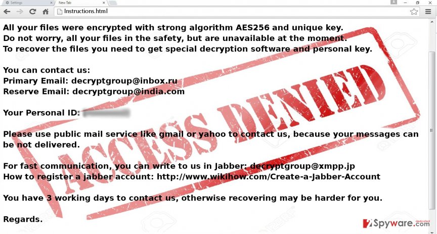 Remove .access_denied ransomware / virus