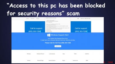 “Access to this pc has been blocked for security reasons” scam