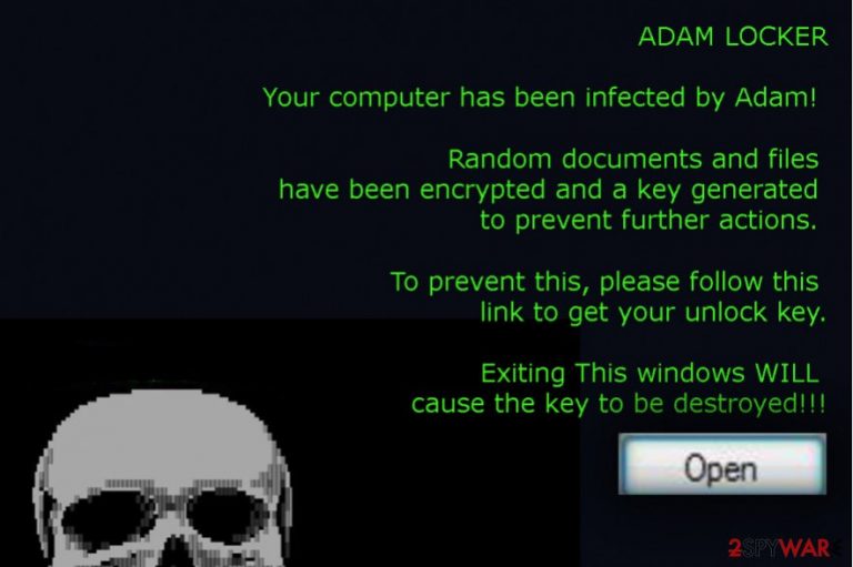 The picture of AdamLocker ransomware virus
