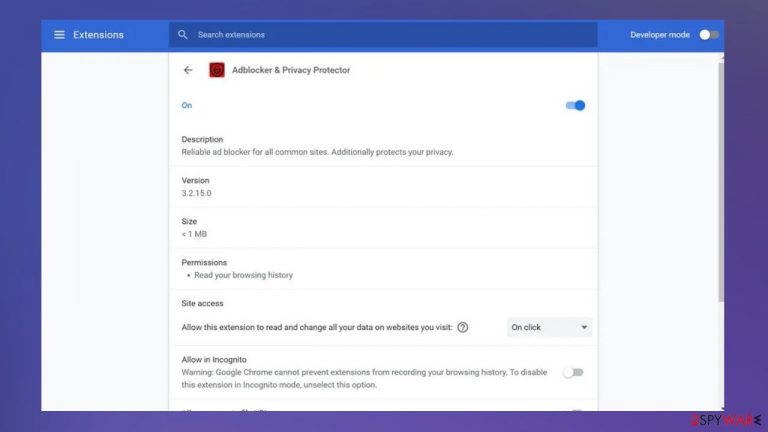 Adblocker & Privacy Protector browser extension