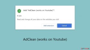 AdClean (works on Youtube) adware