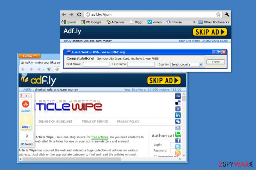 Adf.ly virus example