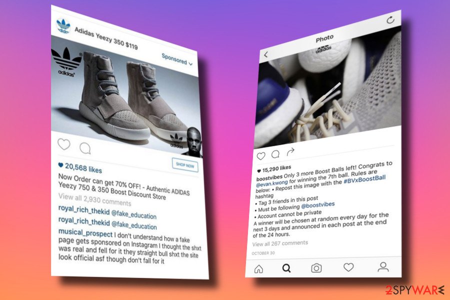 Instagram virus Adidas ads scam