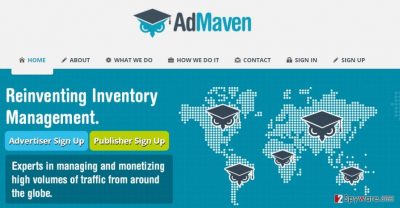 The screenshot of AdMaven website