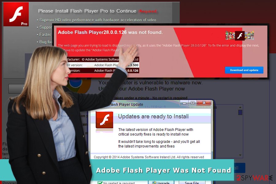 Illustration of "Adobe Flash Player Was Not Found" scam