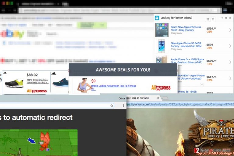 Examples of ads placed by MoneyFriend virus