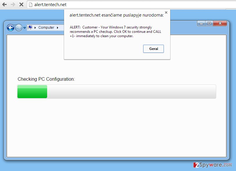 Alert.tentech.net pop-up virus snapshot Alert.tentech.net pop-up virus snapshot