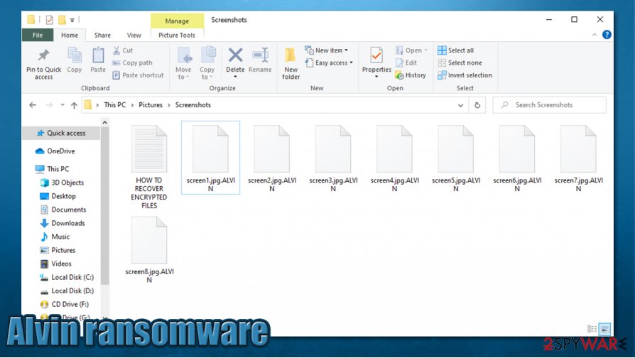 Alvin ransomware encrypted files