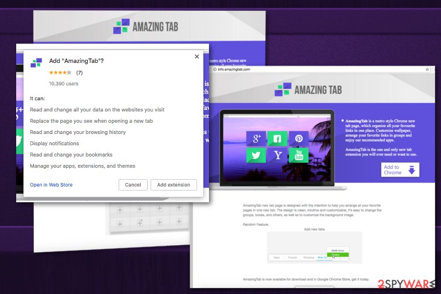 AmazingTab browser hijacker