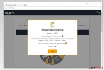 Screenshot of  “Amazon Rewards Event” scam