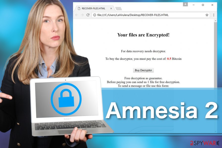 Image demonstrating Amnesia 2 ransomware virus