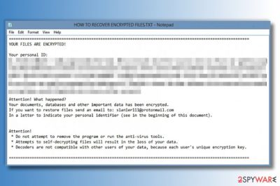 The ransom note of Amnesia ransomware