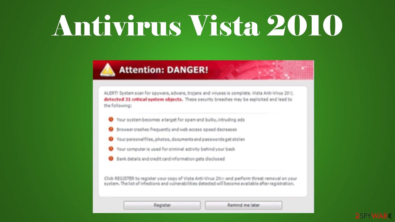 removing vista malware 2010