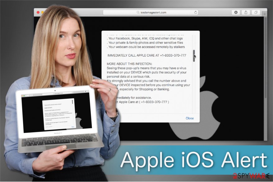 "Apple iOS Alert" scam illustration