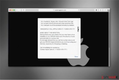 "Apple iOS Alert" scam image